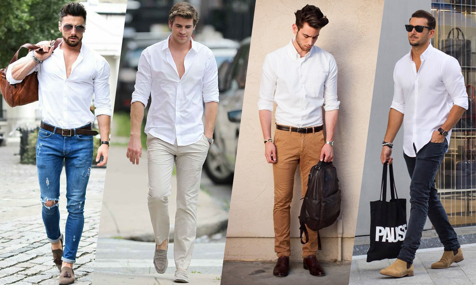 white shirt combination with pants