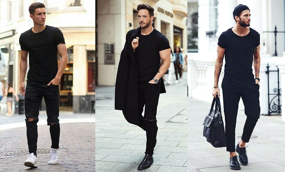 black tshirt outfit men